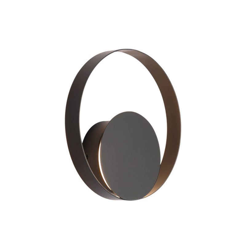 Round Shape Wall Lamp Modern Style Metal 1 Light Sconce in White and Black