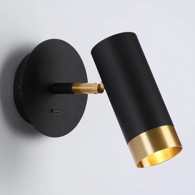 Nordic Style Iron Wall Light Cylinder Shape Rotatable Wall Lamp for Bedroom