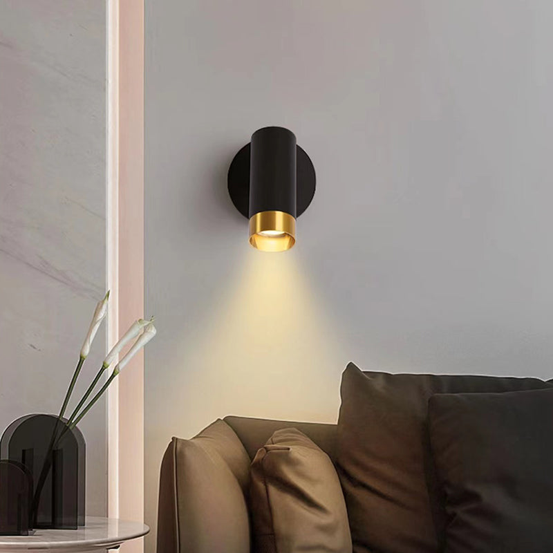 Nordic Style Iron Wall Light Cylinder Shape Rotatable Wall Lamp for Bedroom