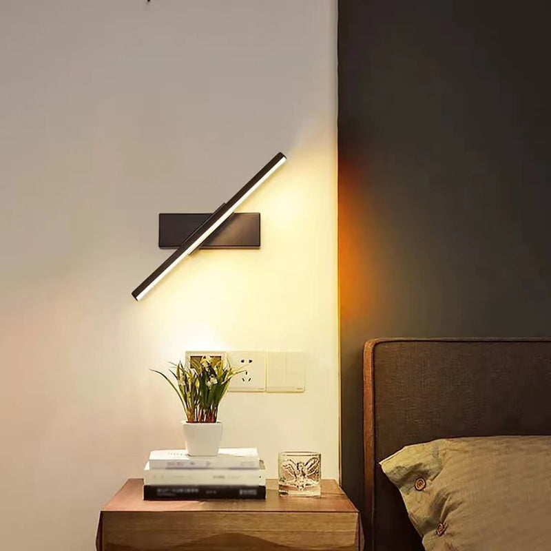 Nordic Style Metal Wall Light Strip Shape Rotatable Wall Lamp for Bedroom