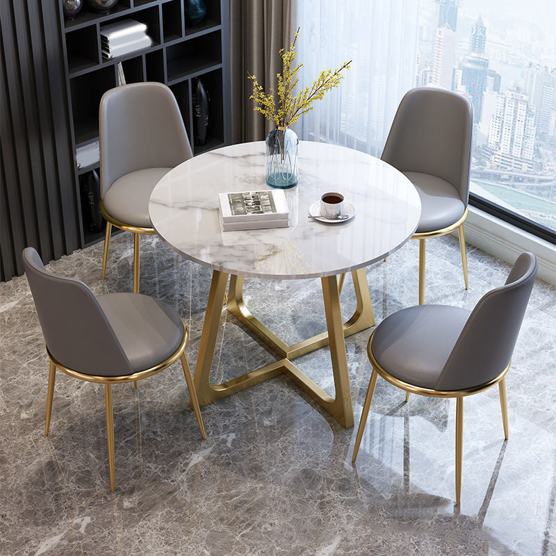 Modern 1/2/5 Pieces Dining Set Round Stone Dining Table for Balcony