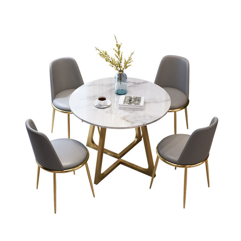 Modern 1/2/5 Pieces Dining Set Round Stone Dining Table for Balcony
