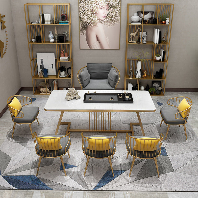 Modern 1/7 Pieces Dining Set Rectangle Stone Dining Table for Living Room Dining Room