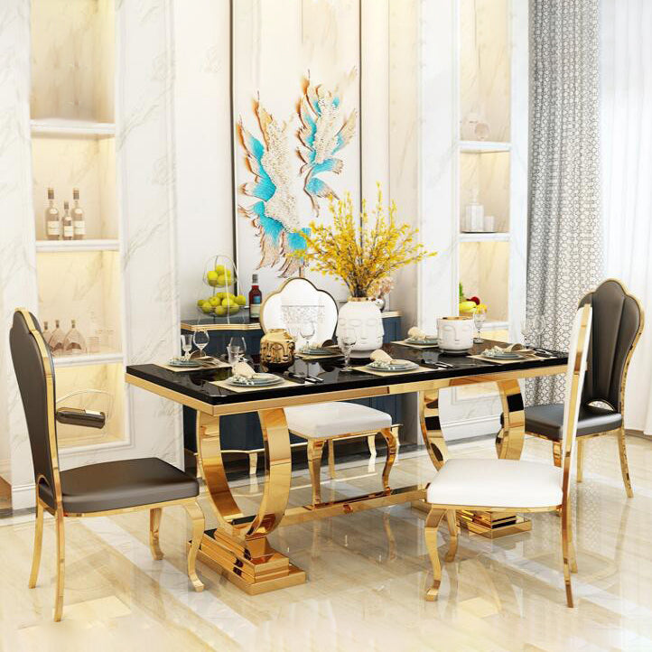 Modern Style Marble Dining Table Set White 1/4/5/6/7 Pieces Dining Set for Home Use