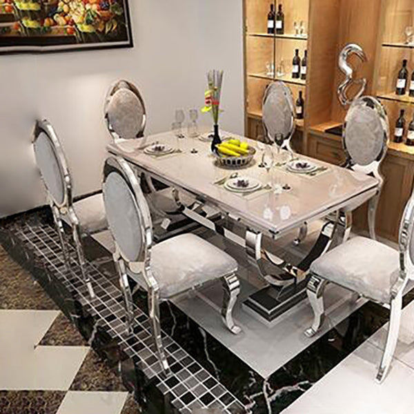 Modern Style Marble Dining Table Set White 1/4/5/6/7 Pieces Dining Set for Home Use