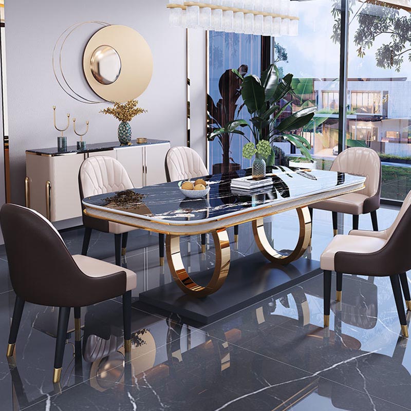 1/4/5/6 Pieces Dining Set Contemporary Rectangle Sintered Stone Dining Table Set