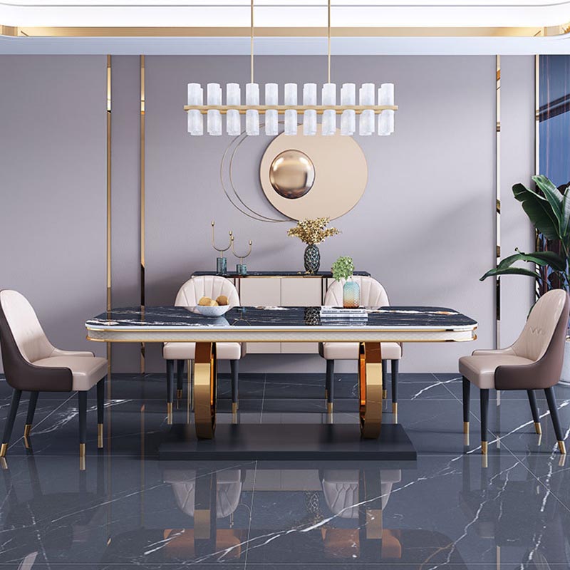 1/4/5/6 Pieces Dining Set Contemporary Rectangle Sintered Stone Dining Table Set