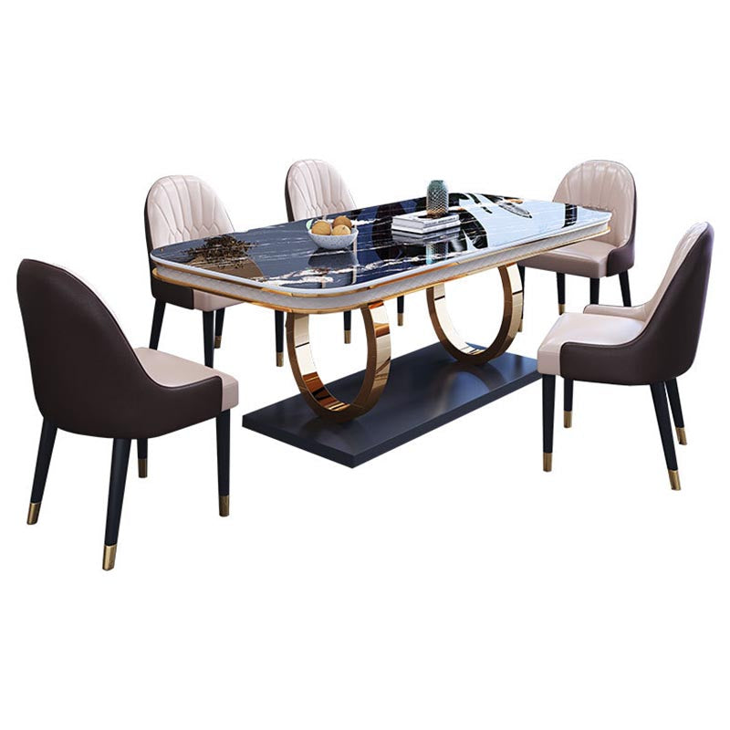 1/4/5/6 Pieces Dining Set Contemporary Rectangle Sintered Stone Dining Table Set