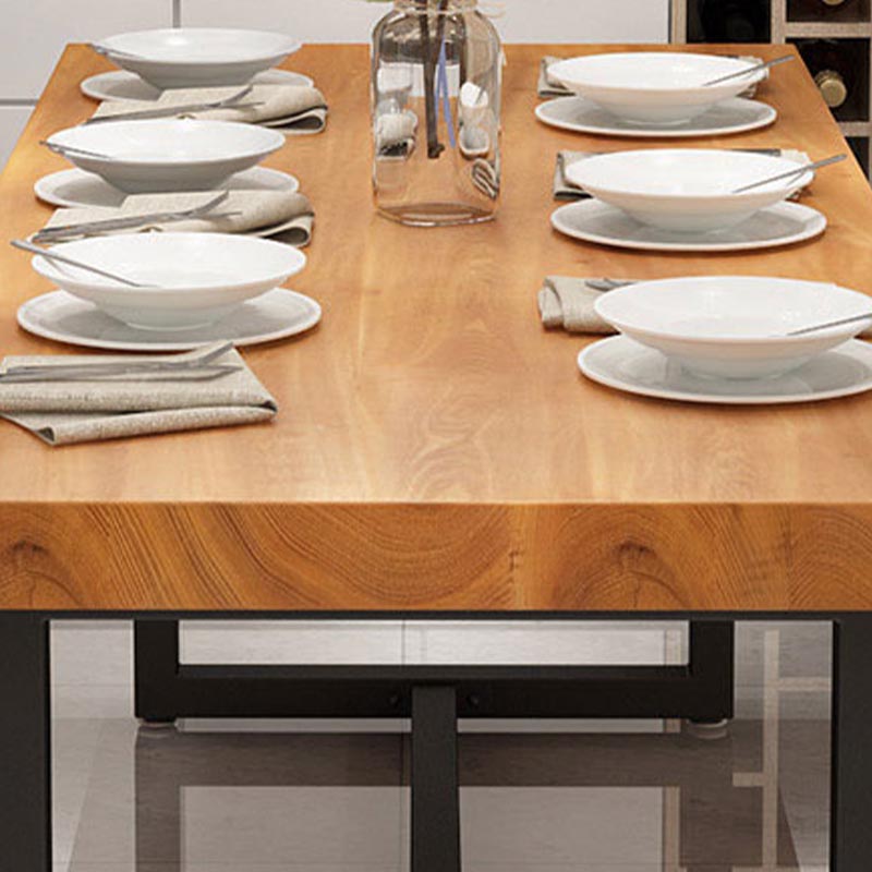 Industrial 1/5 Pieces Dining Set Rectangle Pine Wood Dining Table for Living Room