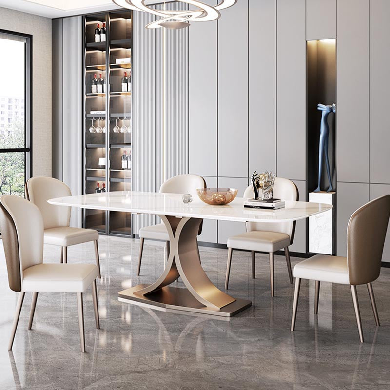 Glam Rectangle Table Set 1/3/4/5/6 Pieces Dining Set for Home Use