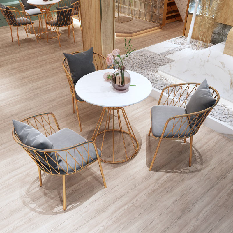 Glam Faux Marble Dining Set Round 1/2/3/4/5 Pieces Dining Set for Home Use