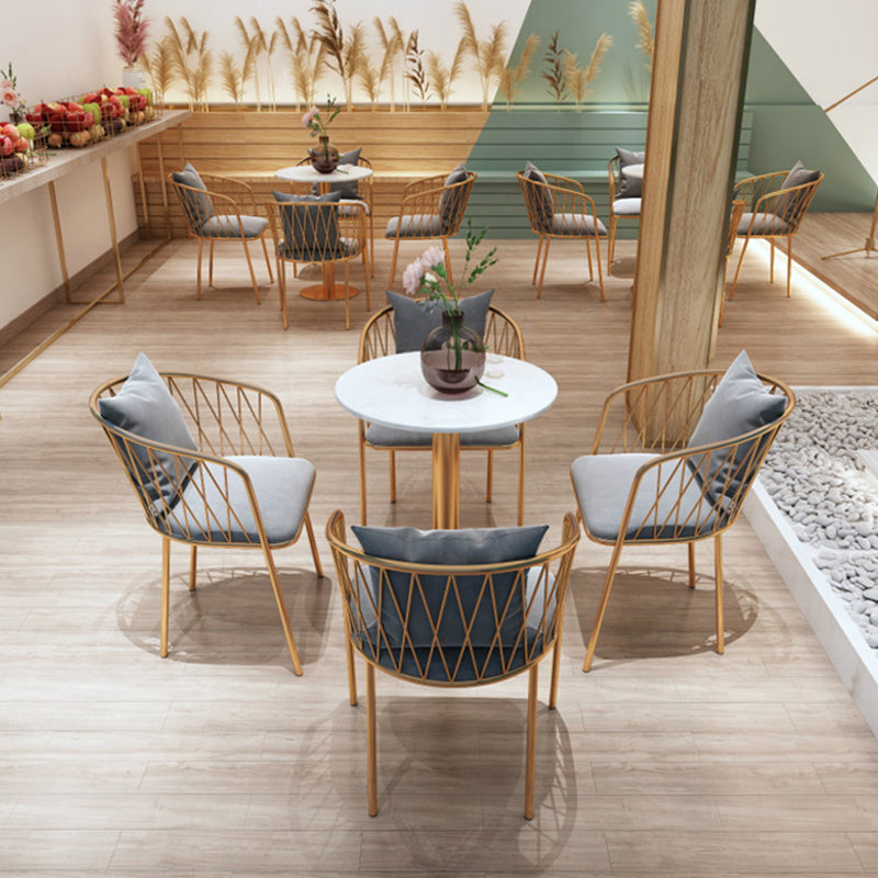 Glam Faux Marble Dining Set Round 1/2/3/4/5 Pieces Dining Set for Home Use