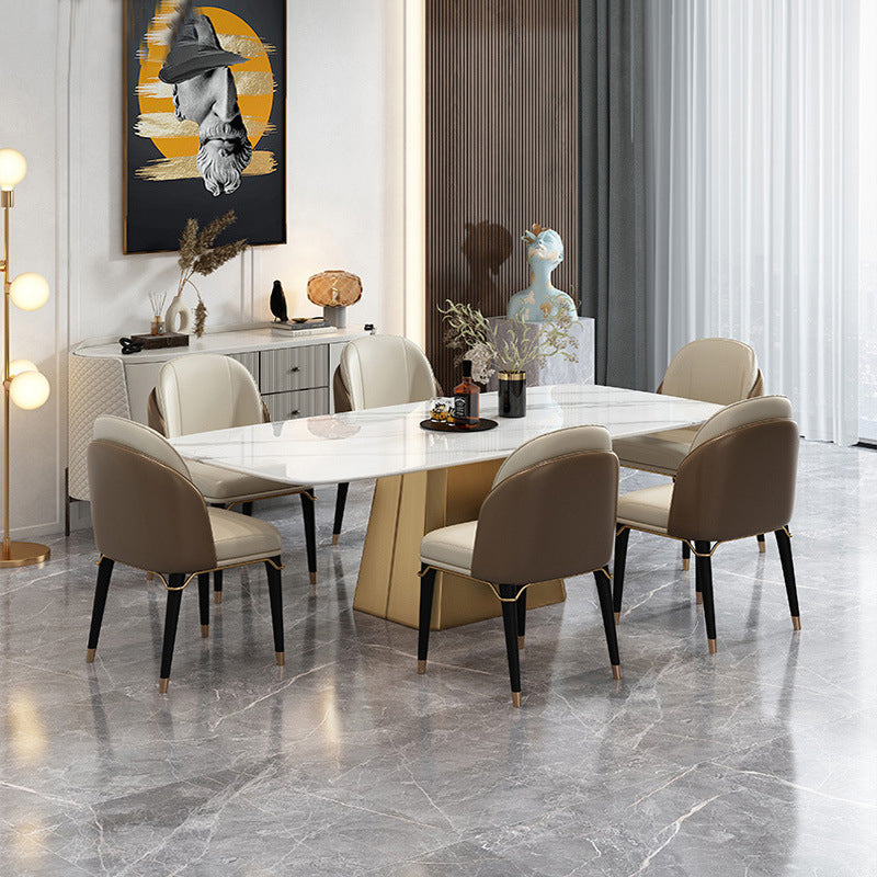 Glam Style Rectangle Table Set 1/4/5/7 Pieces Dining Set for Home Use