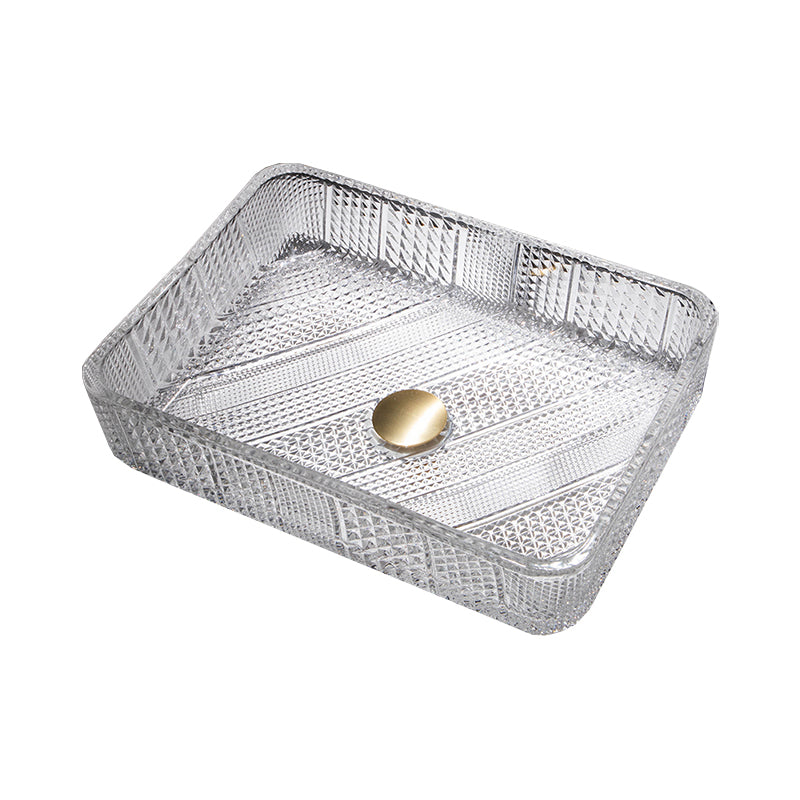 Modern Clear Wash Stand Glass Trough Bathroom Sink for Bathroom