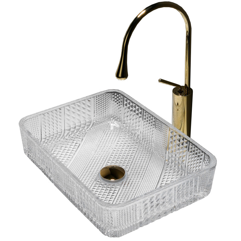 Modern Clear Wash Stand Glass Trough Bathroom Sink for Bathroom