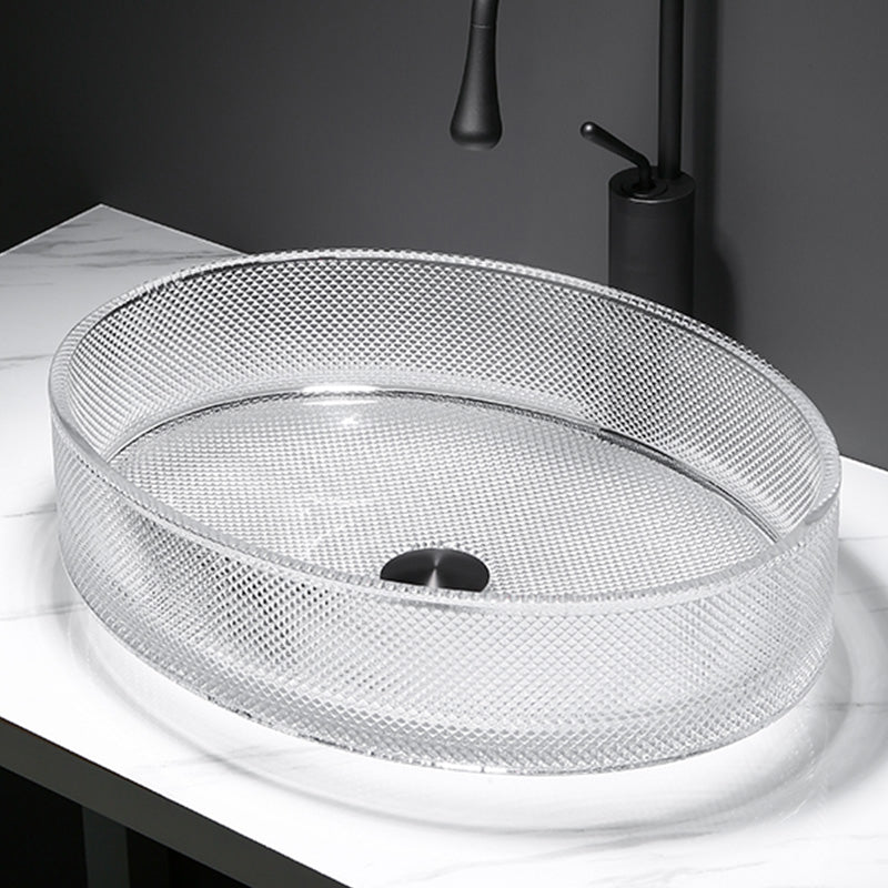 Modern Clear Wash Stand Glass Trough Bathroom Sink for Bathroom
