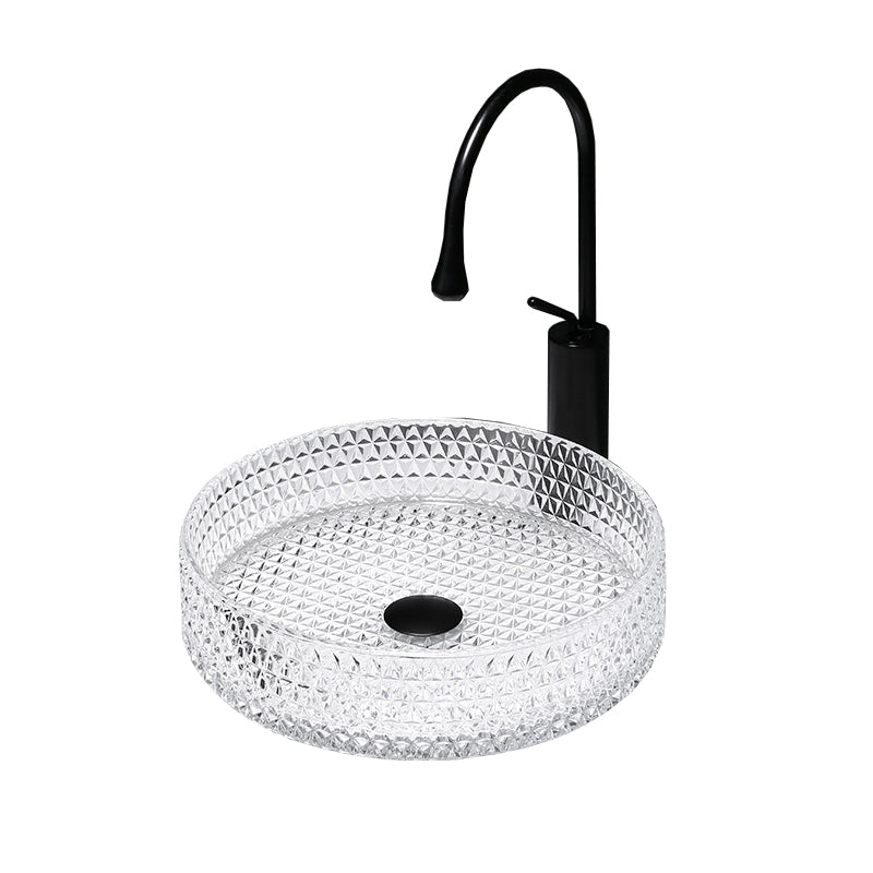 Modern Clear Wash Stand Glass Trough Bathroom Sink for Bathroom