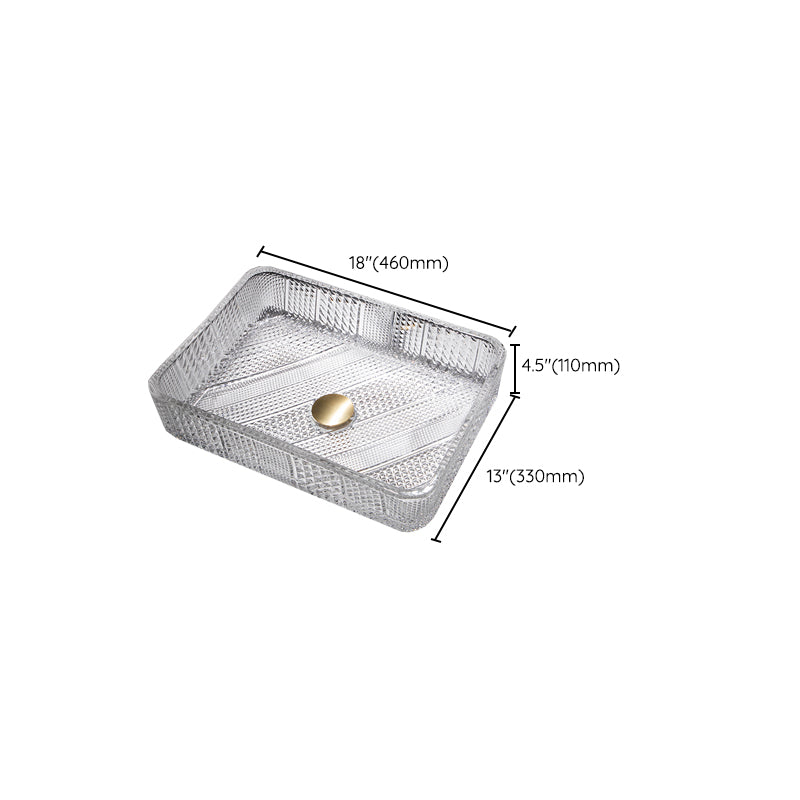 Modern Clear Wash Stand Glass Trough Bathroom Sink for Bathroom