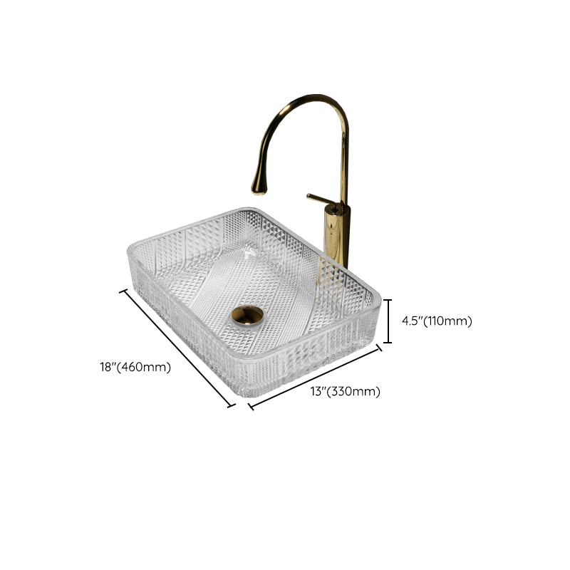 Modern Clear Wash Stand Glass Trough Bathroom Sink for Bathroom