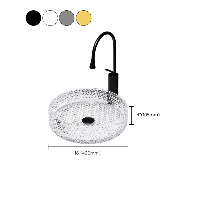 Modern Clear Wash Stand Glass Trough Bathroom Sink for Bathroom