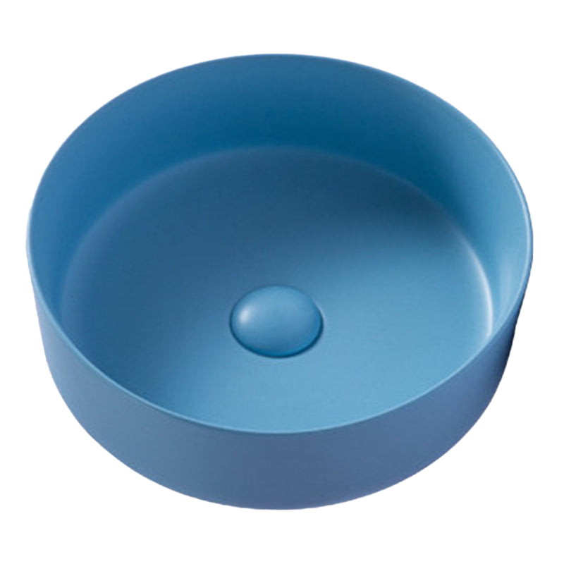 Round Modern Bathroom Sink Porcelain Vessel Bathroom Sink for Home(Faucet Not Included)