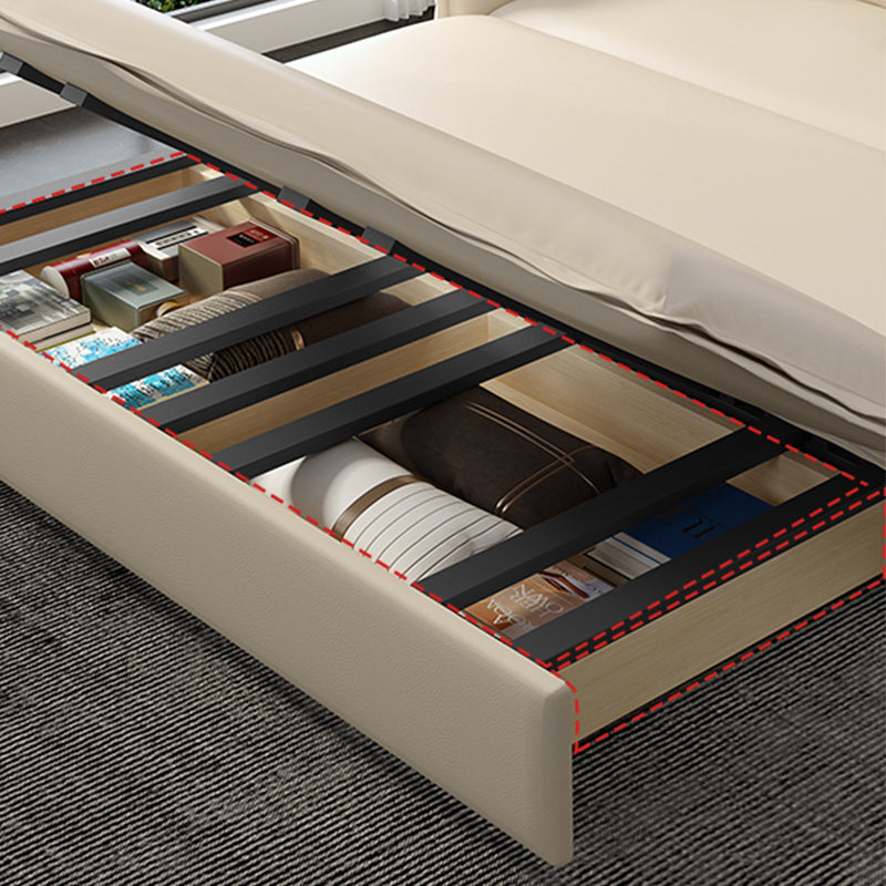 Convertible Faux Leather Sofa Bed Contemporary Flared Arms Sofa Bed in White