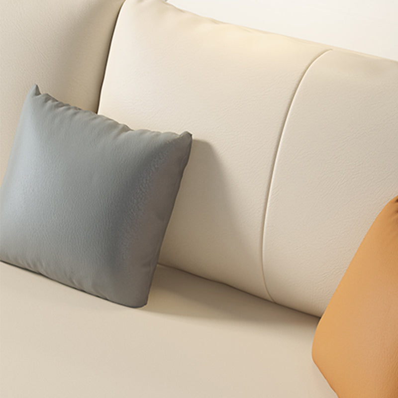 Convertible Faux Leather Sofa Bed Contemporary Flared Arms Sofa Bed in White