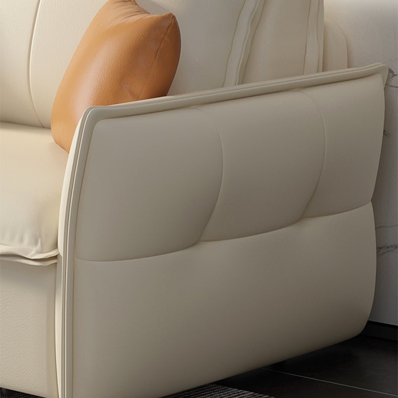 Convertible Faux Leather Sofa Bed Contemporary Flared Arms Sofa Bed in White