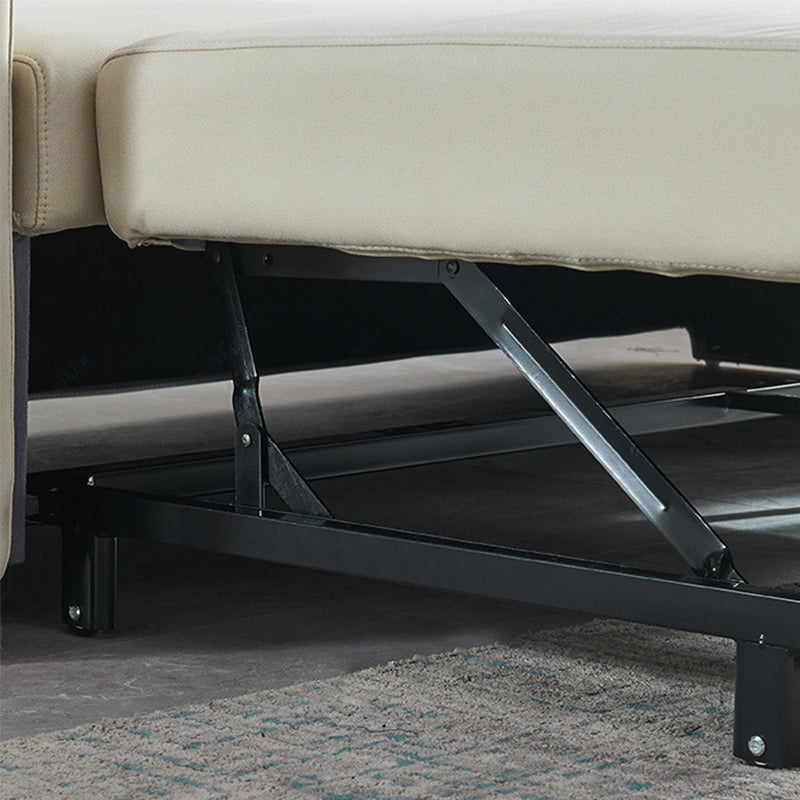 Beige Faux leather Sofa Bed 35.43" Wide Contemporary Foldable Sleeper Sofa