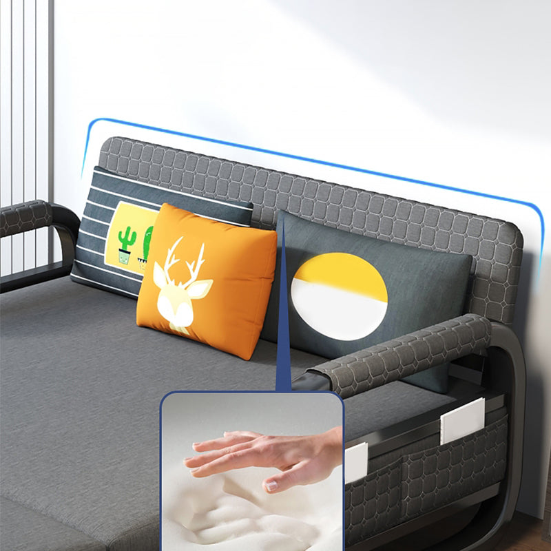 Cotton Blend Modern Square Arm Sofa Bed in Grey with Storage