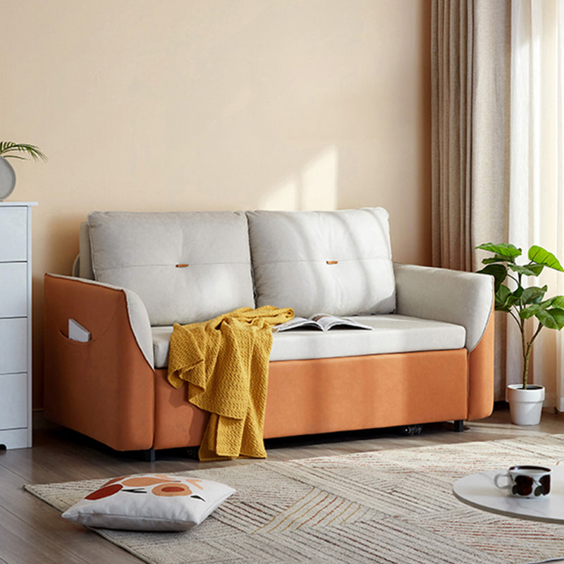 Faux leather Sofa Bed with Pillow Back Convertible Sofa with Magazine Storage