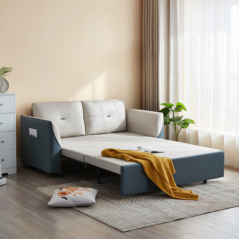 Faux leather Sofa Bed with Pillow Back Convertible Sofa with Magazine Storage