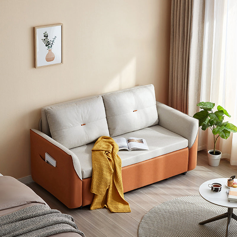 Faux leather Sofa Bed with Pillow Back Convertible Sofa with Magazine Storage