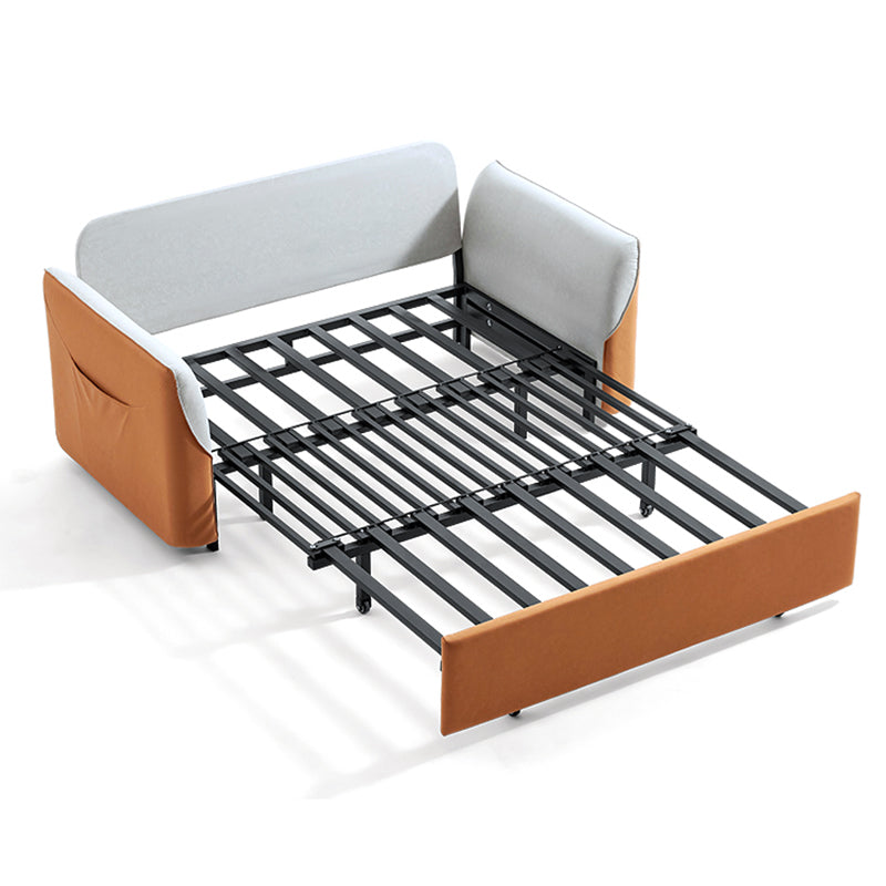 Faux leather Sofa Bed with Pillow Back Convertible Sofa with Magazine Storage