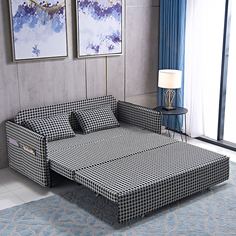 30.70" Wide Linen Convertible Sofa Storage Sleeper Sofa Bed in Black and White