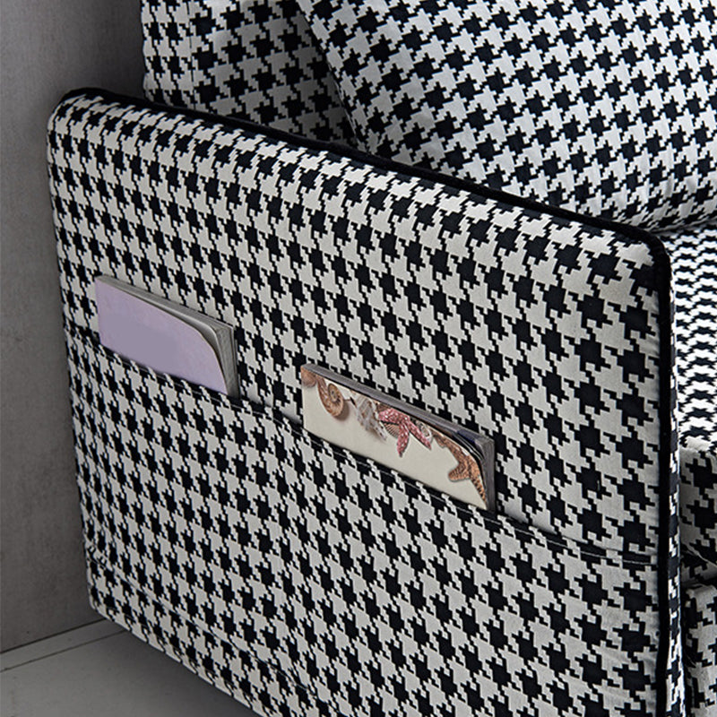 30.70" Wide Linen Convertible Sofa Storage Sleeper Sofa Bed in Black and White