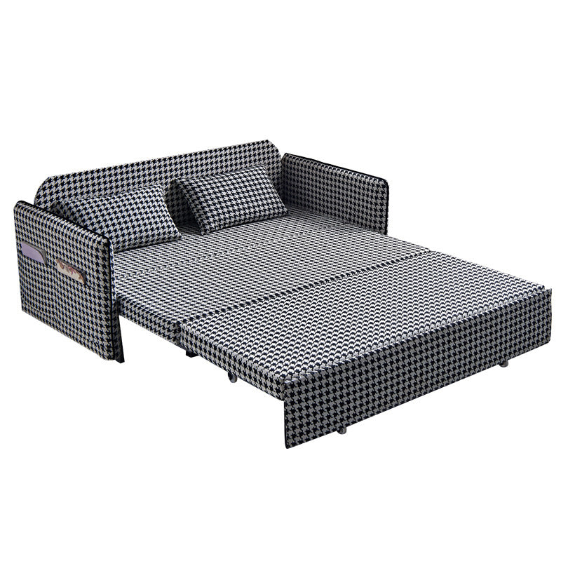 30.70" Wide Linen Convertible Sofa Storage Sleeper Sofa Bed in Black and White