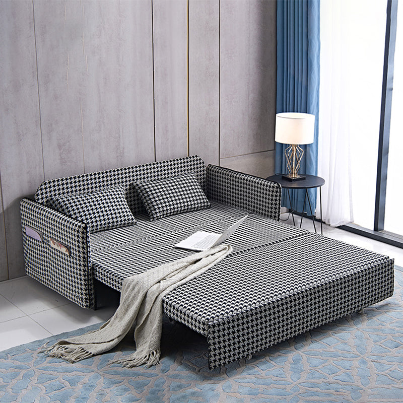 30.70" Wide Linen Convertible Sofa Storage Sleeper Sofa Bed in Black and White