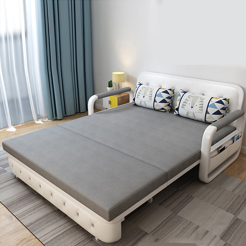 Full 35.43" Wide Linen Convertible Sleeper Sofa with Magazine Storage in Grey