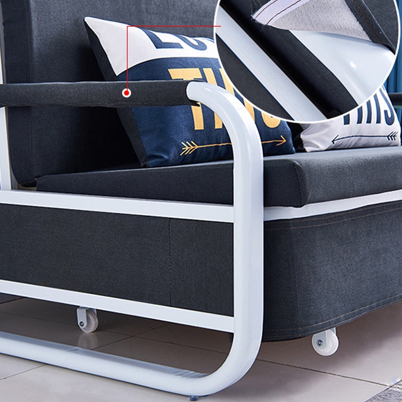 Full 35.43" Wide Linen Convertible Sleeper Sofa with Magazine Storage in Grey