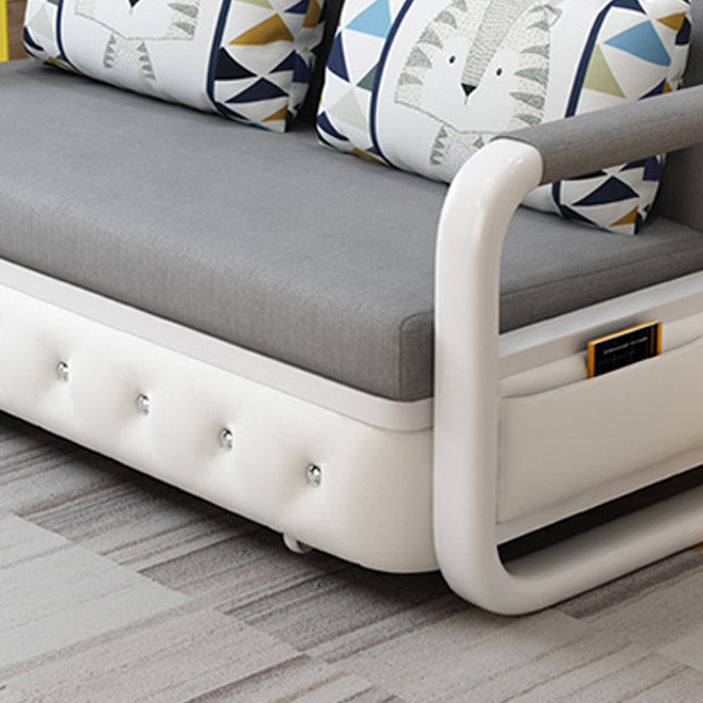 Full 35.43" Wide Linen Convertible Sleeper Sofa with Magazine Storage in Grey