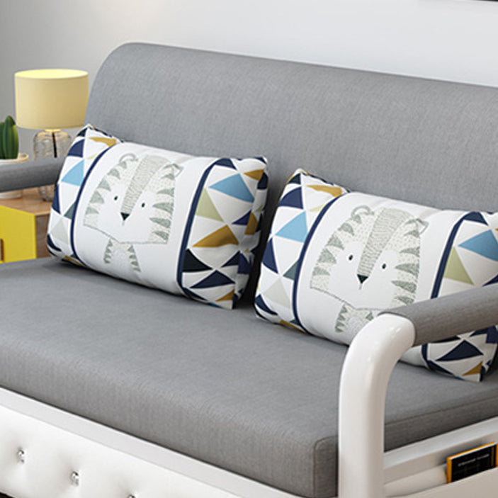 Full 35.43" Wide Linen Convertible Sleeper Sofa with Magazine Storage in Grey