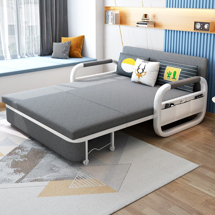 35.43" Wide Linen Sleeper Sofa with Storage Light Gray Sofa Bed