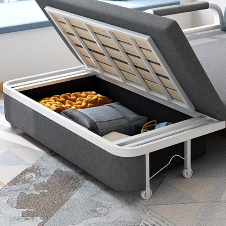 35.43" Wide Linen Sleeper Sofa with Storage Light Gray Sofa Bed