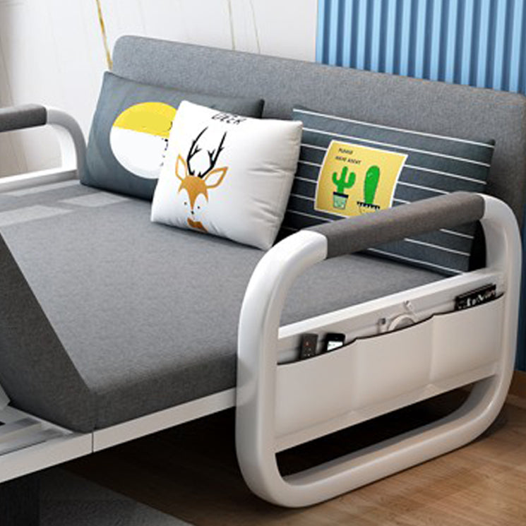 35.43" Wide Linen Sleeper Sofa with Storage Light Gray Sofa Bed