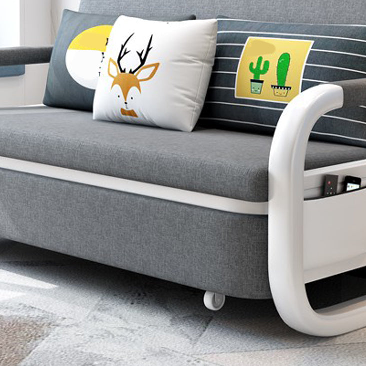 35.43" Wide Linen Sleeper Sofa with Storage Light Gray Sofa Bed