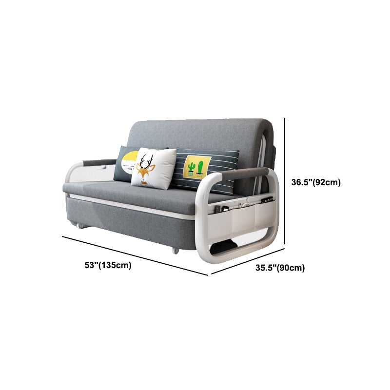 35.43" Wide Linen Sleeper Sofa with Storage Light Gray Sofa Bed