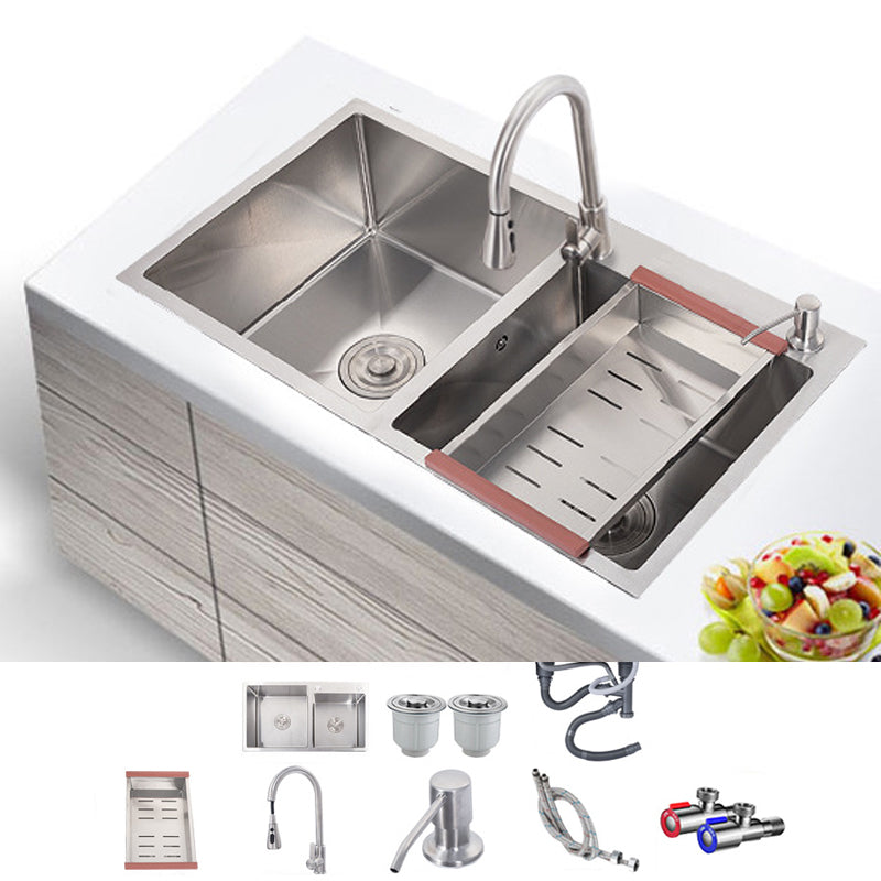 Stainless Steel Contemporary Sink for Kitchen Double Drop-In Kitchen Sink