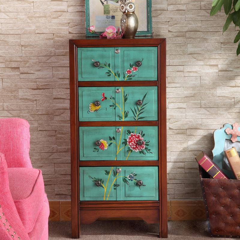 Traditional Wooden Bedroom Storage Chest Vertical Chest with 4 Drawers