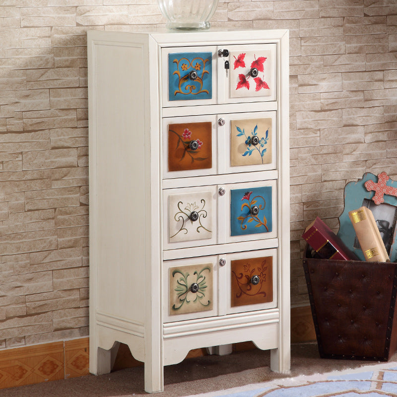 Traditional Wooden Bedroom Storage Chest Vertical Chest with 4 Drawers